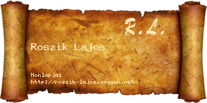 Roszik Lajos névjegykártya